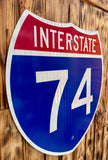 Véritable panneau Routier Américain - INTERSTATE 74 - 61x61cm - Provenance Indiana