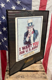 RARE - Véritable affiche de recrutement U.S. Army «I Want You» - Guerre du Vietnam - 1968 - Fort Des Moines, Iowa - Encadrée Avec plaque d'identification !