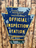RARE - Véritable panneau Pennsylvania Official Inspection Station - Années 1960’s - Double face - 71 × 60 cm - Import USA