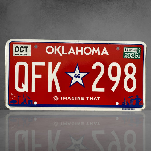 RARE - Tout dernier modèle de plaque de l’Oklahoma - QFK 298