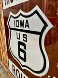 RARE - Véritable panneau routier Historic Route Iowa US 6 - 92×61 cm - Import USA