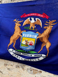 Véritable drapeau de l’État du Michigan - 100% coton - MADE IN USA - Avec son mat en métal !