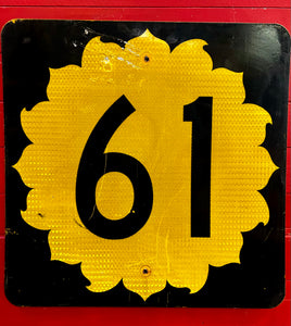 Véritable panneau routier américain Kansas Route 61 61x61cm