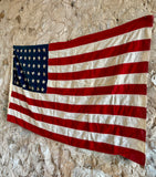 Véritable drapeau américain 48 étoiles - Années 1940’s - 100 % coton - Étoiles brodées - Provenance Indiana, USA