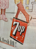 Véritable Affiche publicitaire encadrée SevenUp datant de 1962 ! Made in USA