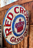 EXCEPTIONNEL - Véritable enseigne Red Crown Gasoline en porcelaine émaillée - Années 1920’s - Double face avec fixation latérale - Import USA - Environ 47x46cm