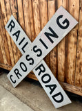 Veritable panneau Routier Américain - RAILROAD CROSSING - environ 90x90cm - Provenance Michigan, USA