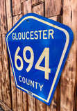 Véritable panneau Routier Américain GLOUCESTER COUNTY - 61x61cm - Provenance New Jersey