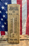 RARE - Véritable thermomètre publicitaire Houghton State Bank - Années 1940's - Red Oak, Iowa - 36 cm - MADE IN USA