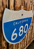 Véritable panneau Routier Américain INTERSTATE 680 - 76x63cm - Provenance Californie