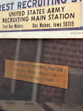 RARE - Véritable affiche de recrutement U.S. Army «I Want You» - Guerre du Vietnam - 1968 - Fort Des Moines, Iowa - Encadrée Avec plaque d'identification !