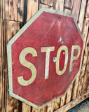 INEDIT - Véritable panneau routier Américain - STOP - Criblé de balles ! - 76x76cm - Provenance Michigan, USA