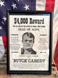 Reproduction encadrée d’un véritable avis de recherche américain « Butch Cassidy » de 1900 - Encadrée - Import USA