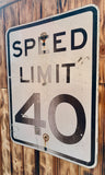 Véritable panneau Routier Américain - SPEED LIMIT 40 - 61x46cm - Provenance Nevada