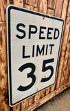 Véritable panneau routier Américain - SPEED LIMIT 35 - 76x61cm - Provenance Michigan, USA