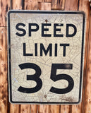 Véritable panneau routier Américain - SPEED LIMIT 35 - 76x61cm - Provenance Indiana, USA