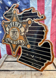 UNIQUE ET EXCEPTIONNELLE - Horloge Sheriff Michigan - Fabriquée pour le départ en retraite d'un policier - Années 1980's