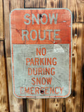 Véritable panneau Routier Américain NO PARKING SNOW ROUTE - 46x31cm - Provenance Indiana