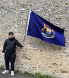 Véritable drapeau de l’État du Michigan - 100% coton - MADE IN USA - Avec son mat en métal !