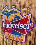 Enseigne publicitaire en métal XXL - Bière Budweiser Michigan - 71x69cm - Import USA