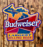 Enseigne publicitaire en métal XXL - Bière Budweiser Michigan - 71x69cm - Import USA