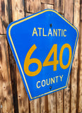 Véritable panneau Routier Américain ATLANTIC COUNTY - 61x61cm - Provenance New Jersey