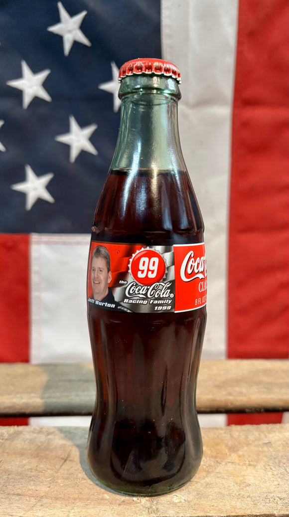 Véritable bouteille de Coca-Cola® de 1999 - Édition NASCAR Jeff Burton - JAMAIS OUVERTE !