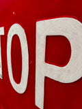 RARE - Véritable panneau routier Américain - STOP en relief - Années 1950's - 61X61cm - Provenance Indiana, USA