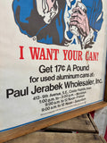 Véritable Affiche Américaine « I Want Your Can! » - Années 1970's - Cedar Rapids, Iowa USA