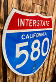 Véritable panneau Routier Américain INTERSTATE 580 - 61x61cm - Provenance Californie