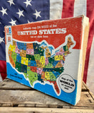 Véritable puzzle en bois de la Carte des États-Unis - 1975 - Made in USA - Provenance Iowa