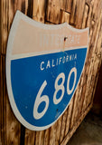 Véritable panneau Routier Américain INTERSTATE 680 - 76x63cm - Provenance Californie