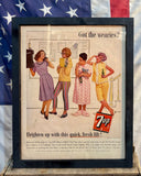 Véritable Affiche publicitaire encadrée SevenUp datant de 1962 ! Made in USA