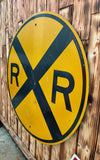 RARE - Véritable Panneau Routier Américain XXL - RAILROAD - 91cm de diamètre - Provenance Michigan