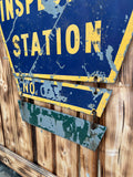 RARE - Véritable panneau Pennsylvania Official Inspection Station - Années 1960’s - Double face - 71 × 60 cm - Import USA