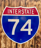 Véritable panneau Routier Américain - INTERSTATE 74 - 61x61cm - Provenance Indiana