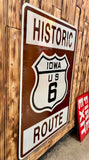 RARE - Véritable panneau routier Historic Route Iowa US 6 - 92×61 cm - Import USA
