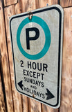 Véritable panneau routier Américain - NO PARKING 2 HOURS - 46x30cm - Provenance Michigan, USA