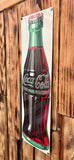 Véritable Plaque Émaillée Coca-Cola en forme de bouteille - Reproduction officielle 1998 - Made in USA - 53,5 cm