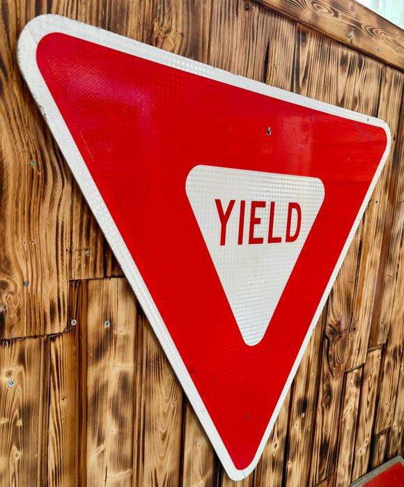 Véritable panneau Routier Américain - YIELD - 85x74cm - Provenance Indiana