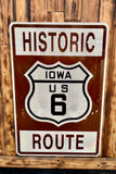 RARE - Véritable panneau routier Historic Route Iowa US 6 - 92×61 cm - Import USA