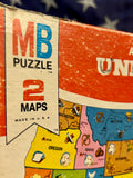 Véritable puzzle en bois de la Carte des États-Unis - 1975 - Made in USA - Provenance Iowa