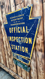 RARE - Véritable panneau Pennsylvania Official Inspection Station - Années 1960’s - Double face - 71 × 60 cm - Import USA