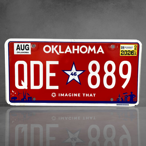 RARE - Tout dernier modèle de plaque de l’Oklahoma - QDE 889