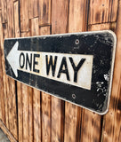 RARE - Véritable panneau routier Américain - ONE WAY - EN RELIEF ! 91x30.5cm - Années 1950's - Provenance Indiana, USA