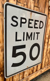 Véritable panneau routier Américain - SPEED LIMIT 50 - 76x61cm - Provenance Alabama, USA