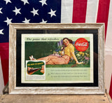 Véritable affiche publicitaire encadrée Coca-Cola® datant de 1941 ! MADE IN USA