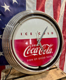 RARE - Véritable Horloge lumineuse Coca-Cola - Néon Véritable - Branchement adapté Europe - 38 cm - Provenance Iowa