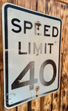 Véritable panneau Routier Américain - SPEED LIMIT 40 - 61x46cm - Provenance Nevada