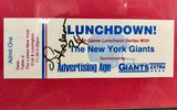 RARE - Véritable ticket NFL New York Giants - Signé par O.J Anderson - Encadrement professionnel - Import New York State, USA